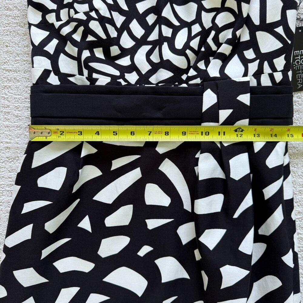 NWT ETCETERA | One Shoulder Black & White Silk Dress Sz 8 - Picture 4 of 7